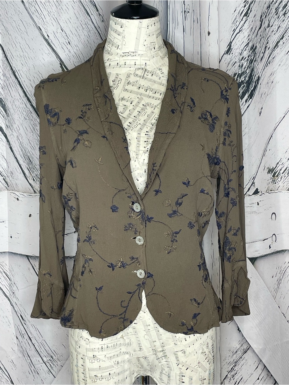 Vintage Ghost of England Brown Embroidered Jacket Size S (Runs Small)
